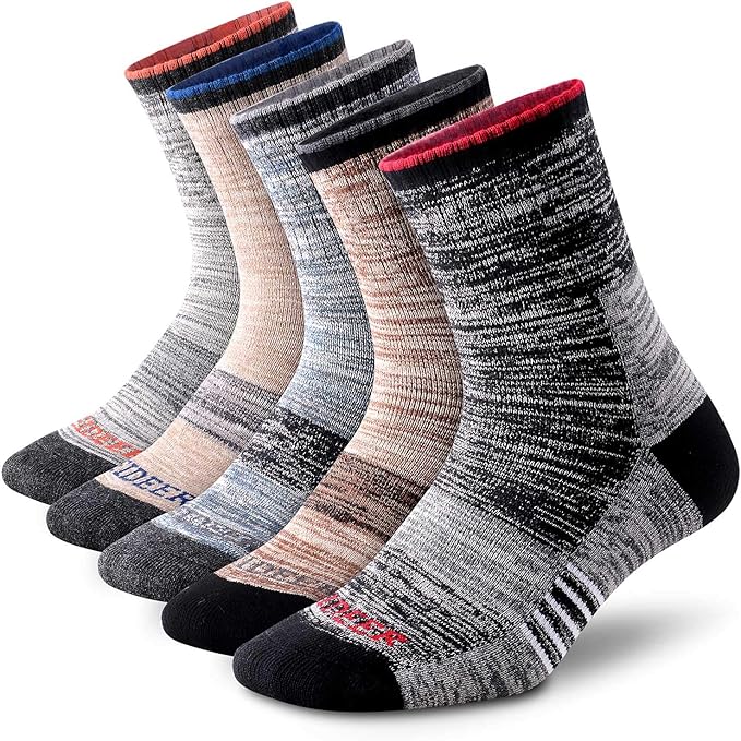 FEIDEER Men's Walking Hiking Socks, Wicking Cushion Quarter Crew Socks for Mens Outdoor Sports