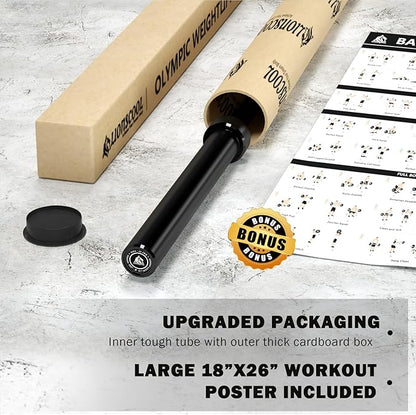 LIONSCOOL 7FT Olympic Barbell for Weightlifting, Power Lifting, 2 Inch Strength Training Bar for