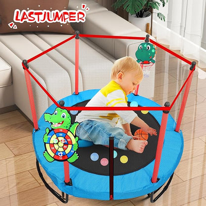 Pink Indoor Trampoline for Kids 2-5, 5ft Mini Indoor & Outdoor Small Toddler Trampoline with Net