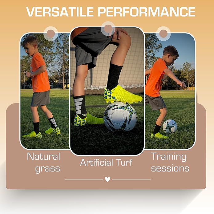Soccer Cleats for Kids & Youth | Lightweight Football Shoes for Firm Ground | Durable Girls & Boys