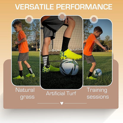 Soccer Cleats for Kids & Youth | Lightweight Football Shoes for Firm Ground | Durable Girls & Boys