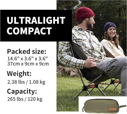 Naturehike YL08 Ultralight Camping Chair, 2.38 LBS Portable Backpacking Chair with Anti-Sinking