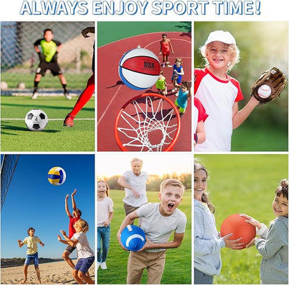 Leyndo 18 Pcs Sports Ball Set for Kids, Official Size Basketball Football Soccer Ball Playground