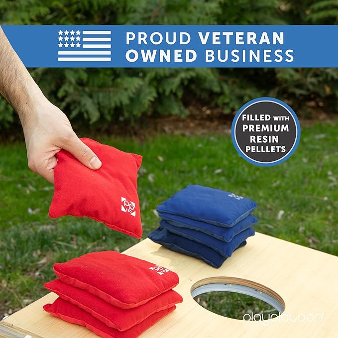Professional Cornhole Bags - Set of 8 Regulation All Weather Double Sided - Sticky Side/Slick Side