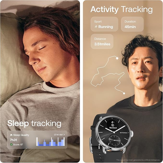Withings ScanWatch 2 - Hybrid Smart Watch, Heart Rate Monitoring, Fitness Tracker, Cycle Tracker