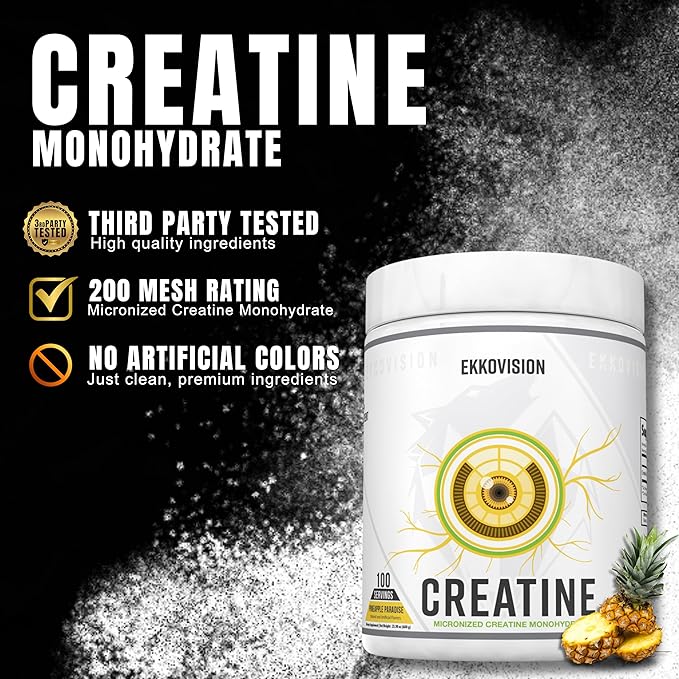 Ekkovision Creatine Monohydrate Powder, Micronized, Pineapple Paradise, Pre Workout & Post Workout