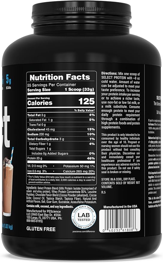 PEScience Select Protein Powder, Whey and Casein Blend, Clean Protein Powder for Women and Men, Low