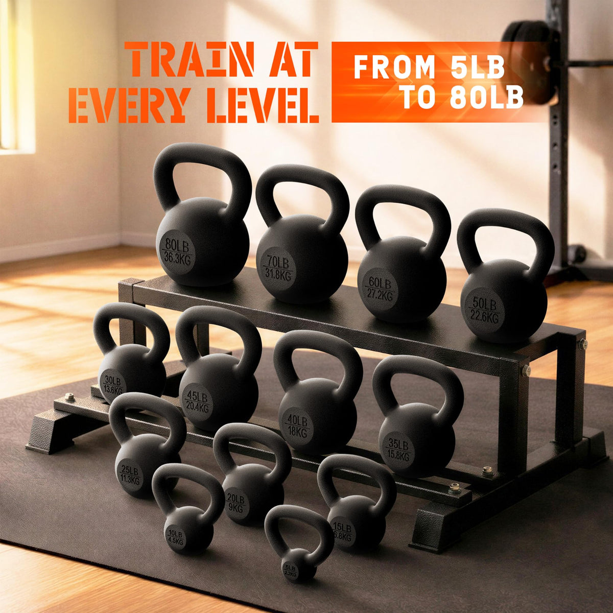 Yes4All Solid Cast Iron Kettlebell Weights Set – Great for Full Body Workout and Strength Training
