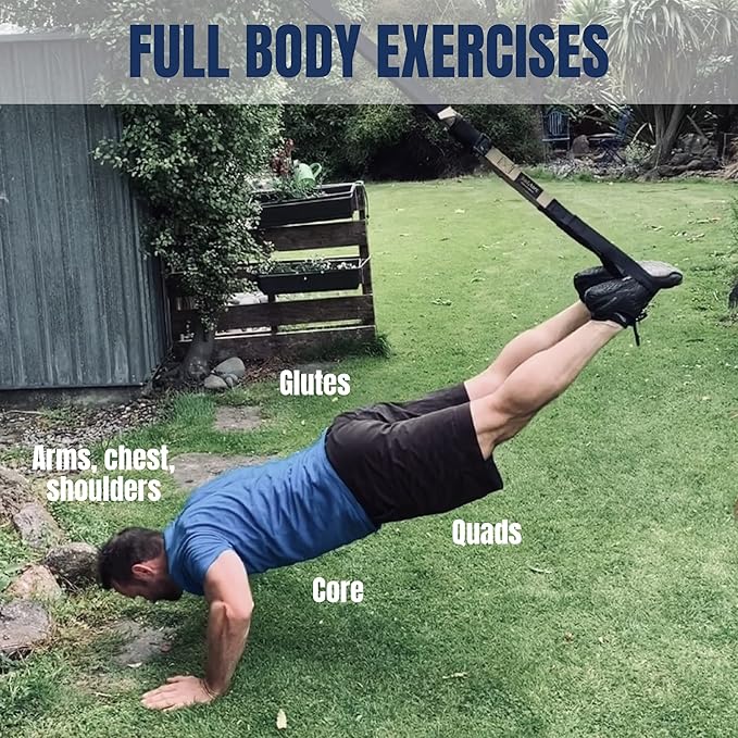 Suspension Trainer, Bodyweight Training Straps for Full Body Workouts at Home, Includes Door