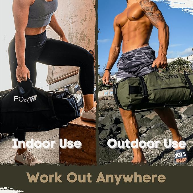 Polyfit Classic Sandbag - Heavy Duty Workout Sandbag for Fitness with 8 Gripping Handles for Sand