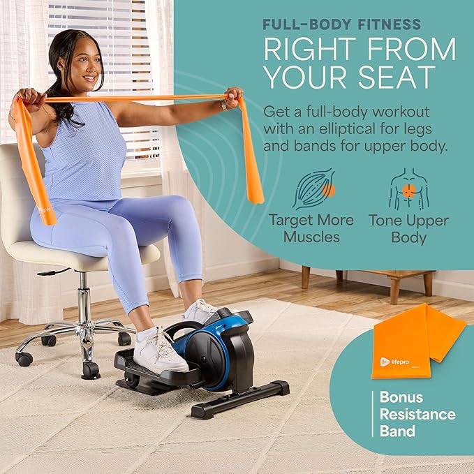 Lifepro Under Desk Elliptical Exercise Machine with or without Red Light, Seated Pedal Exerciser