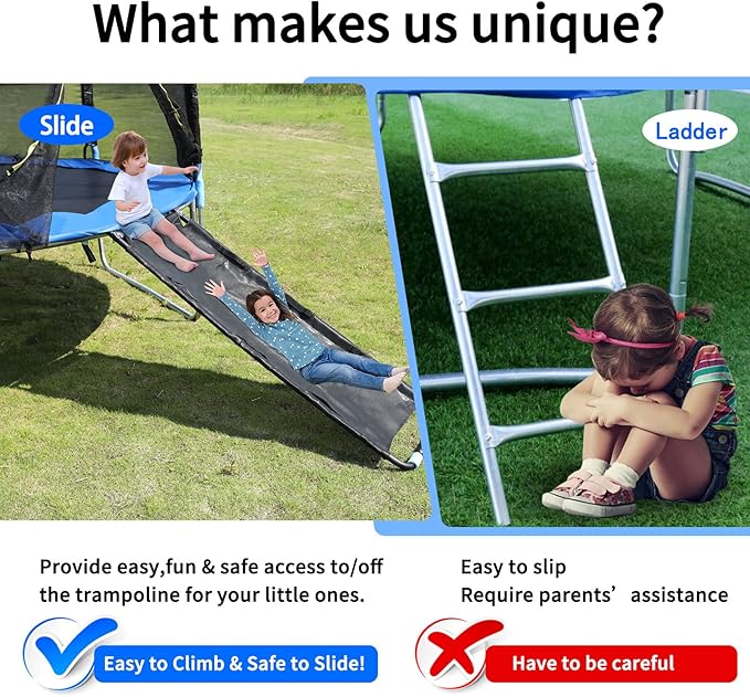 Universal Trampoline Slide 60" * 20" Slide with 2 Iron Plasticized Handles Buffer Bottom