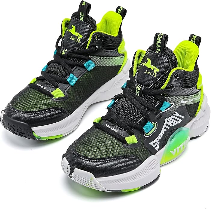 JMFCHI Kids Basketball Shoes High-top Sports Shoes Sneakers Durable Lace-up Non-Slip Running Shoes