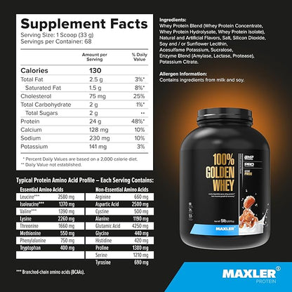Maxler 100% Golden Whey Protein - 24g of Protein per Serving - Premium Whey Protein Powder for Pre