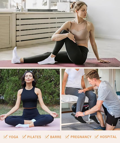 DIBAOLONG Pilates Socks with Grips for Women Yoga Socks Non Slip Barre Hospital Socks 6-Pairs