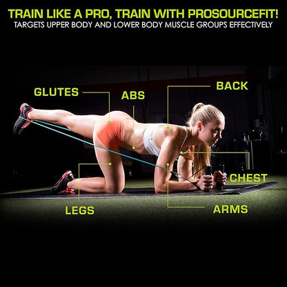 ProsourceFit Single Stackable Resistance Bands with Door Anchor and Exercise Guide, 5-8 LB, Heavy