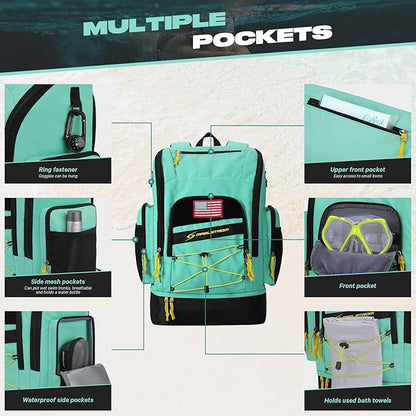 Maelstrom Swim Backpack,35L Swimming bag with Separate Shoes Compartment,Swim Gear Bag,Athlete Gym