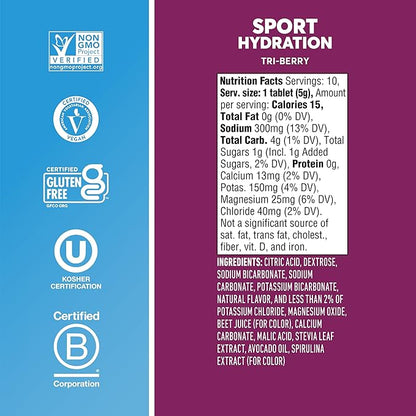 Nuun Sport Electrolyte Tablets with Magnesium, Calcium, Potassium, Chloride & Sodium, Gluten Free &