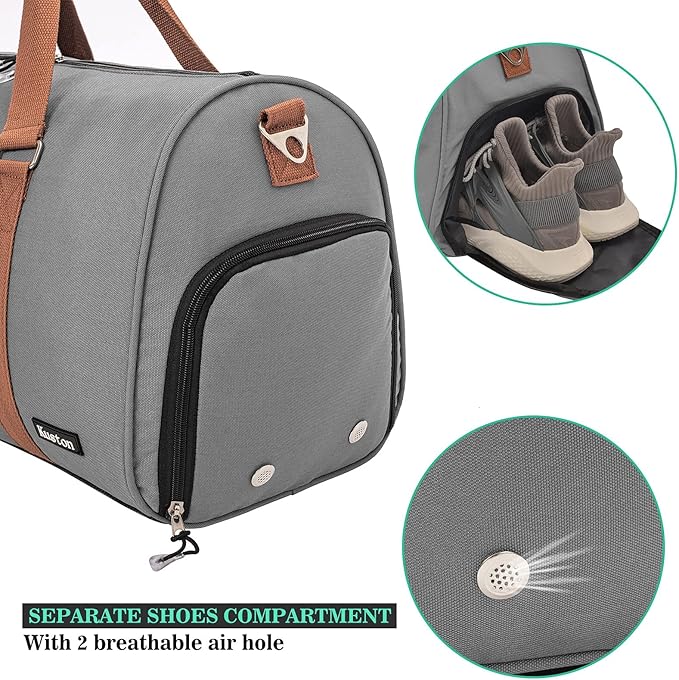 Kuston Sports Gym Bag with Shoe Compartment&Wet Pocket,Travel Duffel bag,Weekend Bag,Workout Bag