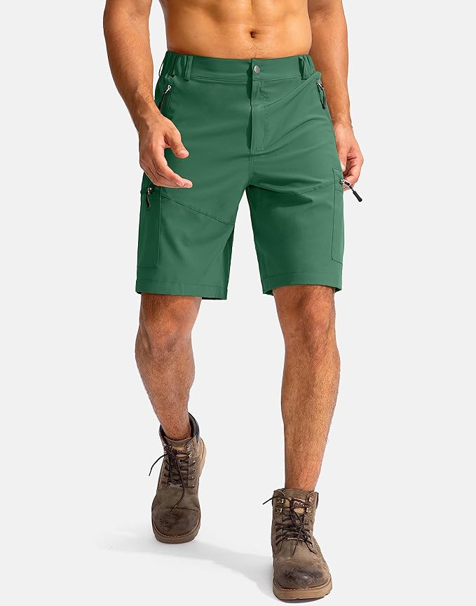 Pudolla Men's Hiking Cargo Shorts 9" Lightweight Outdoor Work Shorts for Men Travel Golf Camping