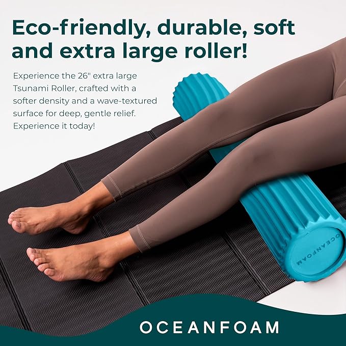 Oceanfoam Tsunami Roller (Miami Blue) - Soft, Textured Foam Roller for Physical Therapy, Back Pain
