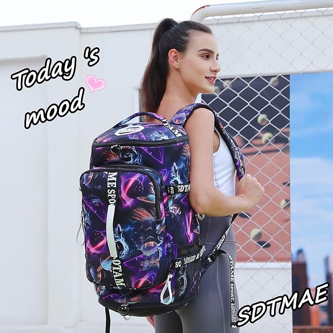 Gym Duffle Bag Backpack with Shoe Compartment,4 ways Travel Backpack for Women and