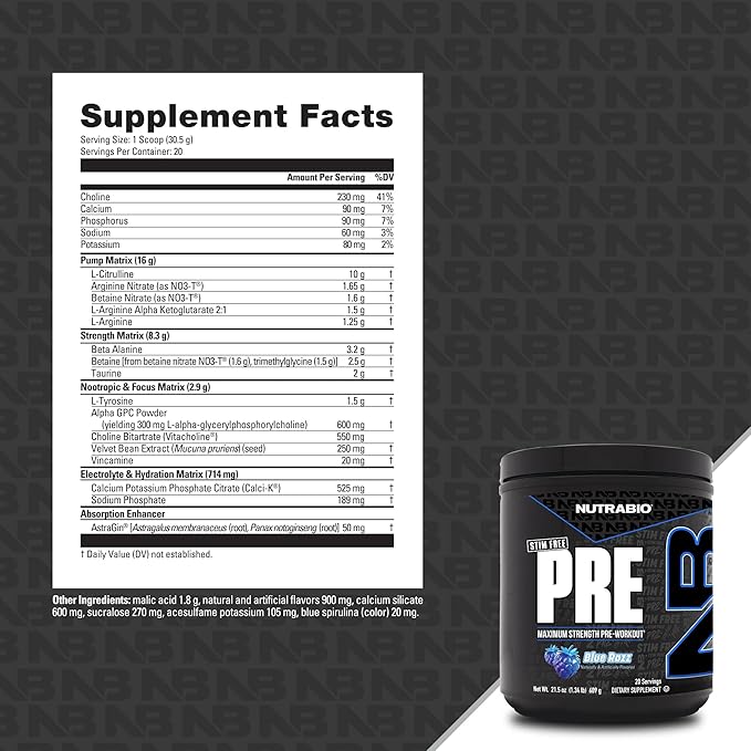 NutraBio STIM-Free PRE Workout for Men, New Formula | Laser Focus, Extreme Pumps | Performance