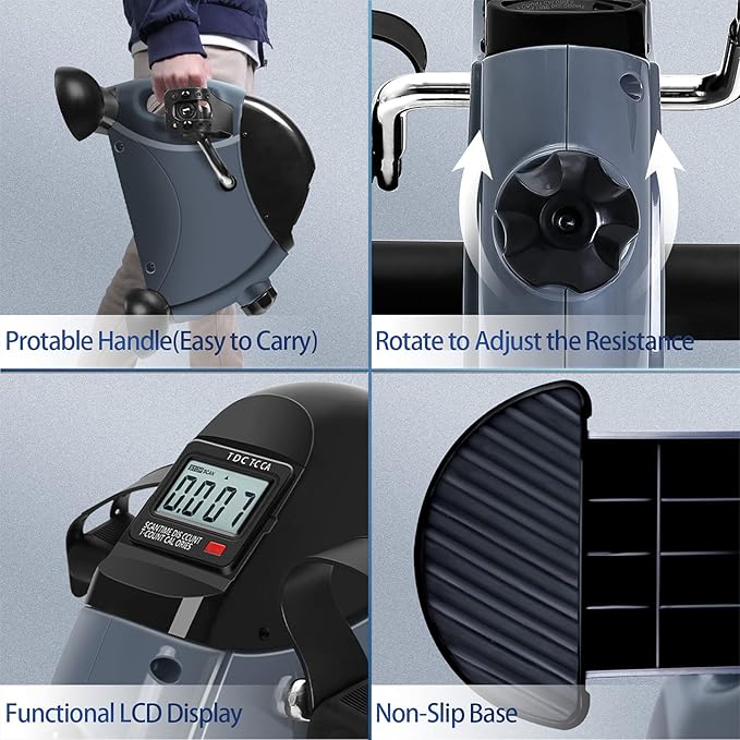 Mini Exercise Bike, himaly Under Desk Bike Pedal Exerciser Portable Foot Cycle Arm & Leg Peddler