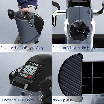 Mini Exercise Bike, himaly Under Desk Bike Pedal Exerciser Portable Foot Cycle Arm & Leg Peddler