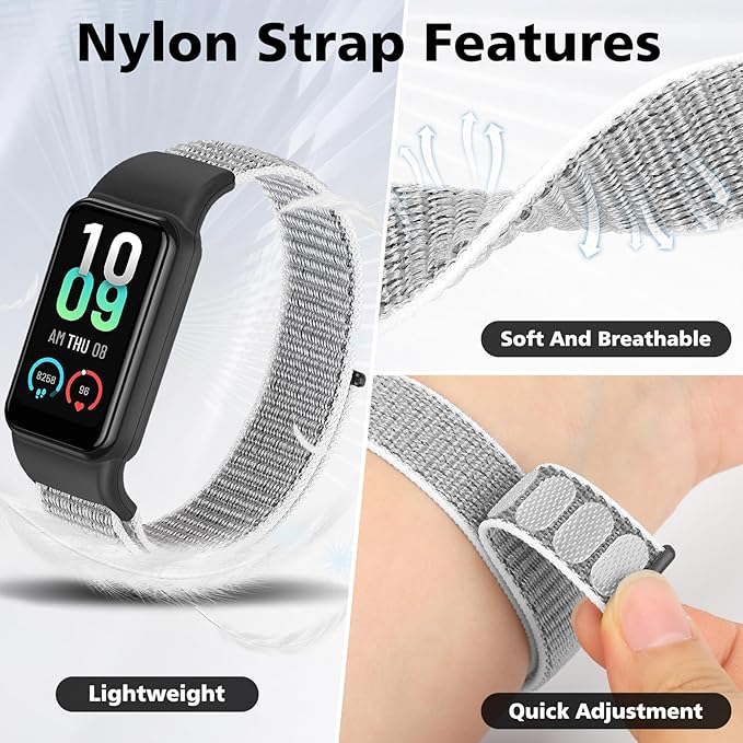YCHDDER Solo Loop Nylon Bands Compatible with Amazfit Band 7 Straps,Soft Breathable Comfortable