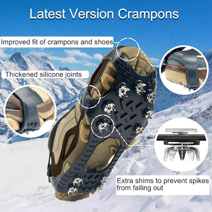 Ice Cleats for Shoes and Boots,Silicone Crampons,11 Stainless Shoe Spikes for Snow and ice,Heavy