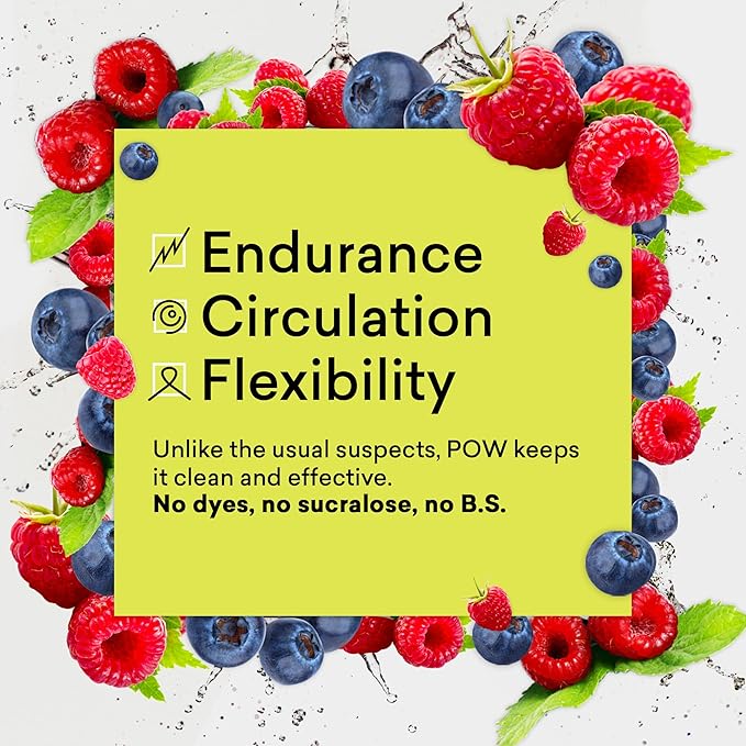 EBOOST POW Natural Pre Workout Powder - 15 Packets, Blue Raspberry - Preworkout Energy Booster Gym