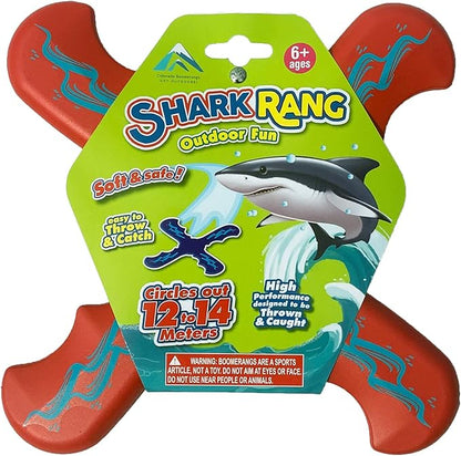 Shark Rang Red Boomerang - Great Beginner Boomerang for Kids or Adults. Soft and Safe.