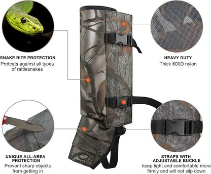 Snake Gaiters Leg Guards, Waterproof Snake Guards, Adjustable Snake Bite Protection for Lower Legs