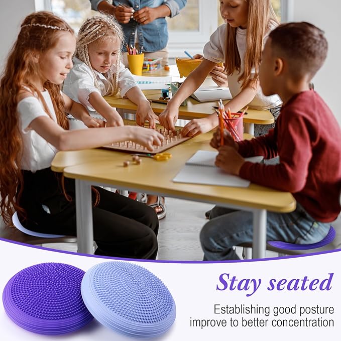 Libima 4 Pcs Wiggle Seat Inflated Wobble Cushion for Sensory Kid 13 Inches Balance Disc Flexible