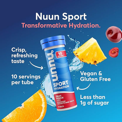 Nuun Sport Electrolyte Tablets with Magnesium, Calcium, Potassium, Chloride & Sodium, Gluten Free &
