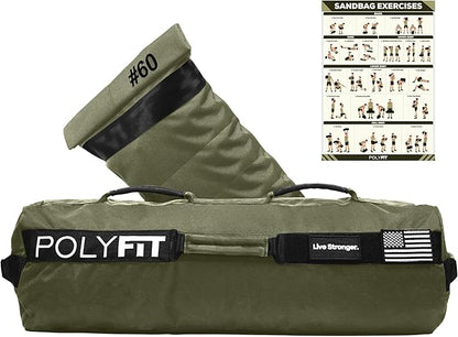 Polyfit Sandbag Pro - Workout Sandbag with Triple Closure Filler Bag and Reinforced Nylon Webbing