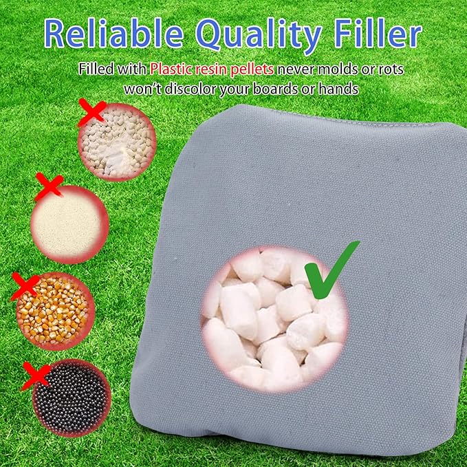 EunHo Dual Sided Cornhole Bags Regulation Set of 8 Professional Cornhole Bean Bags Slick and Stick