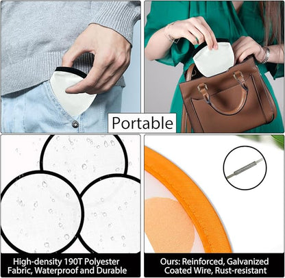 Foldable Flying Disc Fans Set with Bags, 9.8 Inch Black Egde Fabric Beach Flying Disc for Wedding