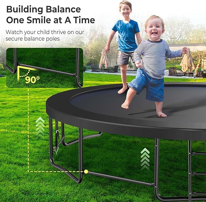 12 14 15 16FT Outdoor Trampolines for Kids and Adults, Pumpkin Trampolin with Curved Poles