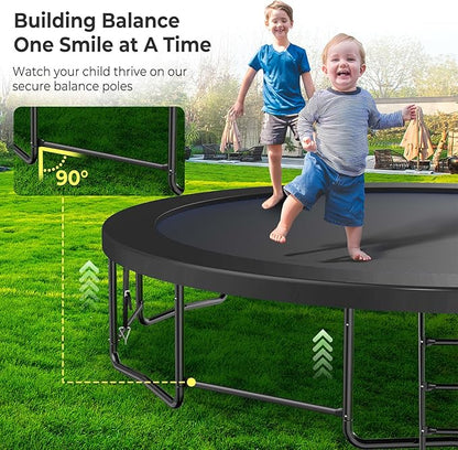 12 14 15 16FT Outdoor Trampolines for Kids and Adults, Pumpkin Trampolin with Curved Poles
