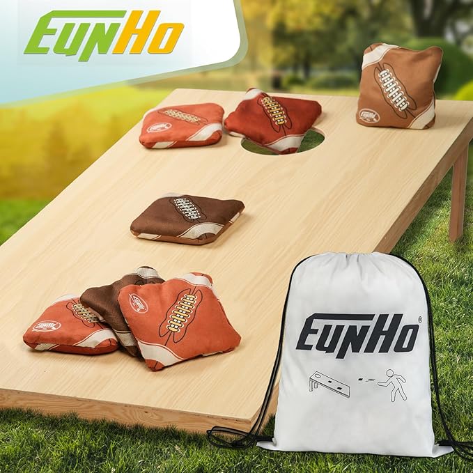 EunHo Dual Sided Cornhole Bags Regulation Set of 8 Professional Cornhole Bean Bags Slick and Stick