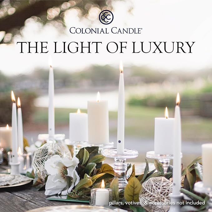 Colonial Candle Unscented Taper Candle, Classic Collection, Indigo, 8 In, Pack of 12 - Up to 6