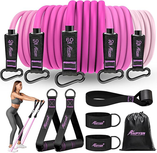 HPYGN Resistance Bands, Exercise Bands with Handles, Fitness Bands, Workout Bands with Door Anchor