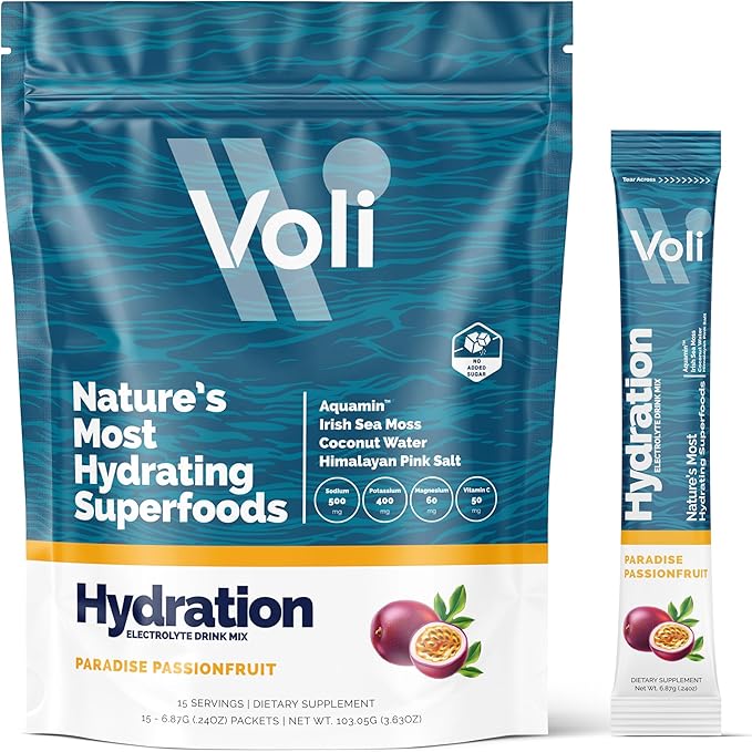 Voli Electrolytes Powder Packets | No Added Sugar Electrolyte Drink Mix for Hydration | Keto &