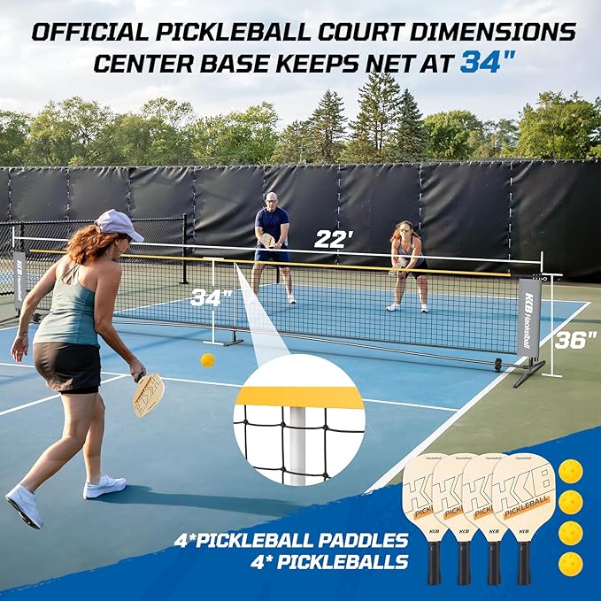 Haokelball Badminton Volleyball Pickleball Net Set, 22FT Portable All-in-One Nets System for