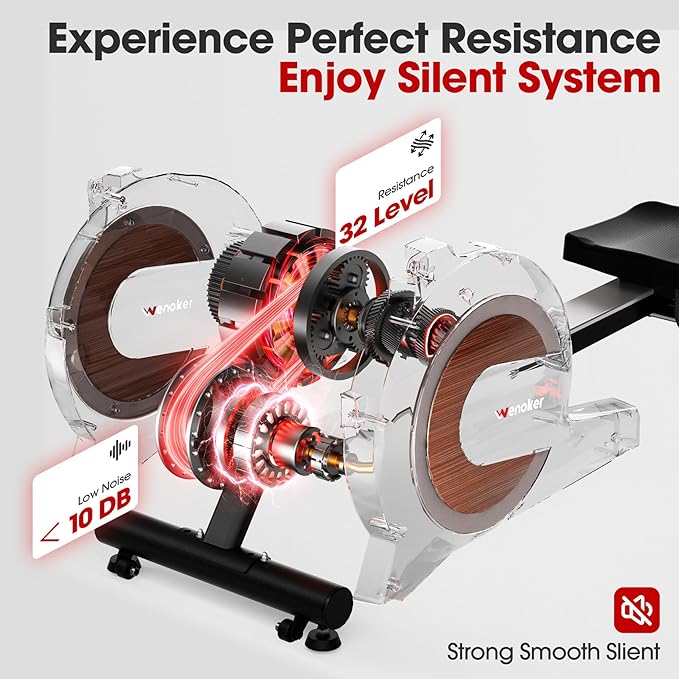Rowing Machine, Magnetic Rowing Machine for Home, Upgraded 32-Levels Quiet Resistance with Smart