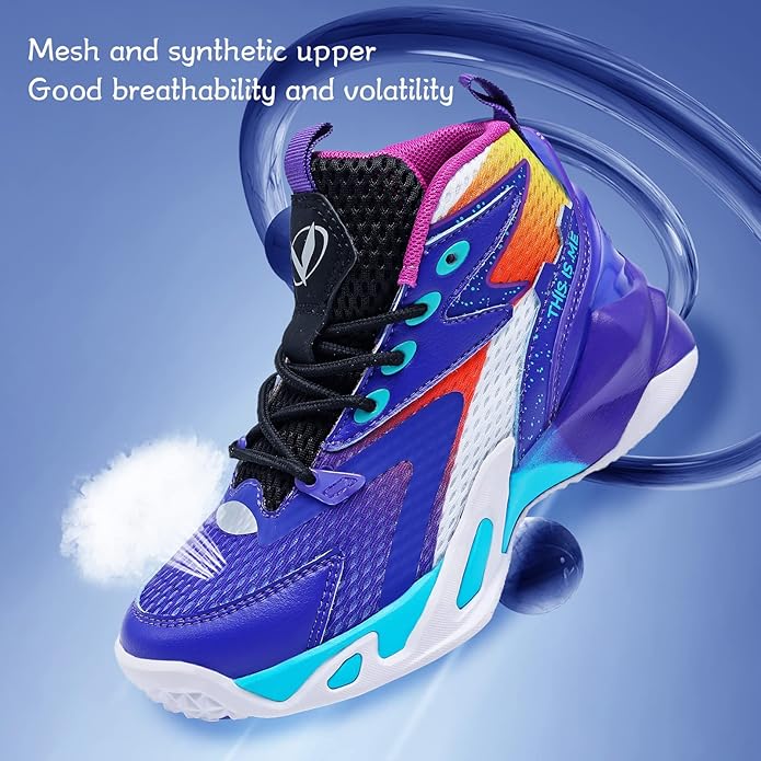 VITUOFLY Kids Basketball Shoes Boys Air Cushion Sneakers Girls Mid Top School Hoops Shoes Non-Slip