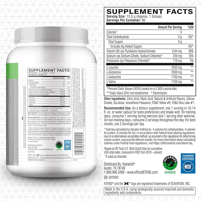 Xtend XTEND Original BCAA Powder 7g BCAA and 2.5g L-Glutamine, Sugar Free Post Workout Muscle