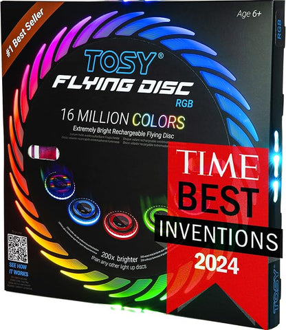 TOSY Flying Disc - 16 Million Colors RGB or 36 LEDs, Extremely Bright, Smart Modes, Camping